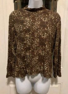 Stylish Leopard Print Mock Neck Top
