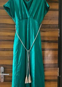 Emerald Green Midi Wrap Dress