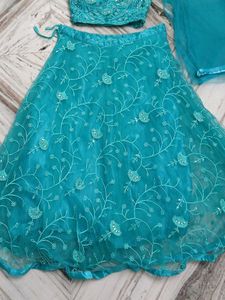 Teal Embellished Lehenga Set