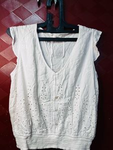 Chic White Eyelet Blouse