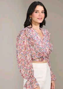 Floral Print Ruffle Detail Top