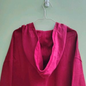 Y2K Maroon Lace-Up Hoodie