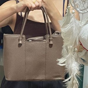 Chic Taupe Textured Tote Bag