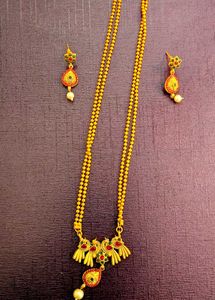 Gold Peacock Necklace with Earrings