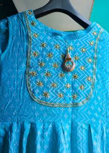Beautiful Blue Kurta Set with Tassel (M)