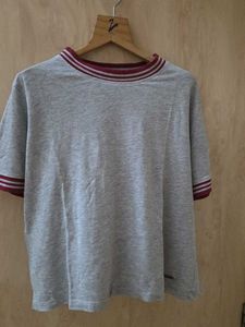 Grey Striped Collar T-Shirt