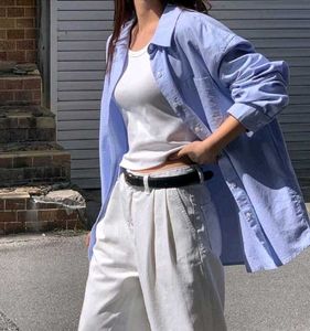 Korean Pinterest Light Blue Long Sleeve Shirt