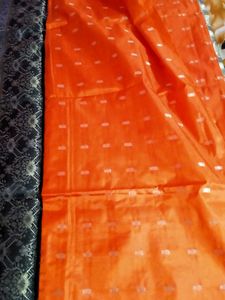 Orange &amp; Grey Unstitched Salwar Kameez