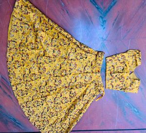 Yellow Printed Lehenga Choli Set