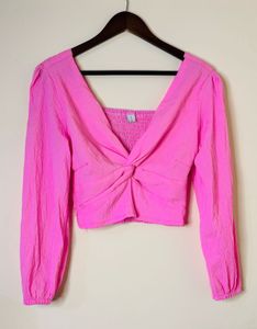 Pink Twist Front Crop Top