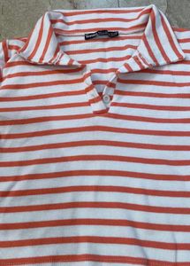 Striped Collared Cropped Top