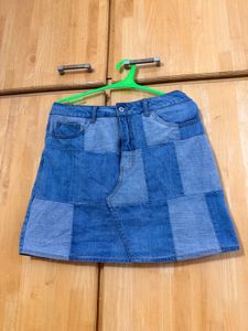 Patchwork Denim Mini Skirt