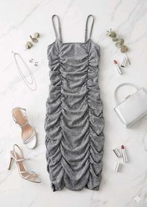 Sparkly Ruched Bodycon Mini Dress