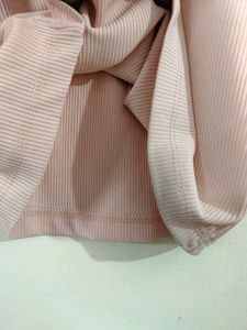 Ribbed Pink Square Neck Top