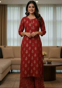 Red & Gold Kurta Palazzo Set