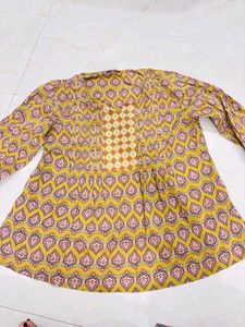 Yellow Printed Kurta