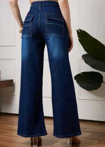 Dark Blue Wide leg Denim Jeans