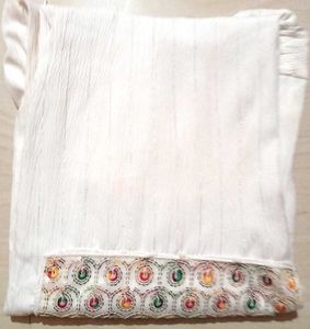 White Kurta with Embroidered Neckline