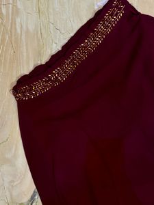 Girls Maroon Embellished 3Piece Ethnic Gown Set