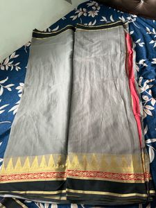 grey cotton saree with blouse