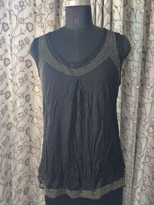 Black Embellished Sleeveless Top