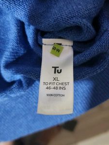 Blue Cotton Crew Neck Sweater