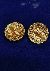 Elegant orange Meenakari Kundan Stud Earrings for