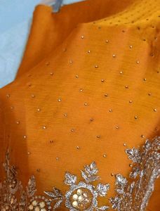 Embroidered Mustard Yellow Saree