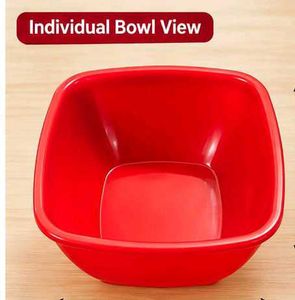 Red Plastic Bowl Set - 6 Pcs