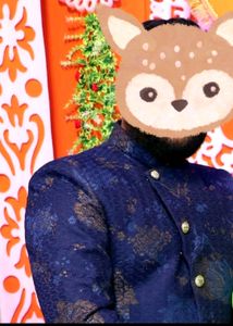 On Sale 🌹Men Blue Floral Design Sherwani