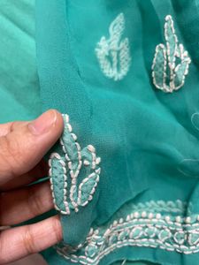 Chikankari Embroidery Green Kurta