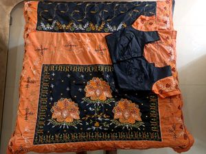Beautiful Silk Saree With Matching Blouse