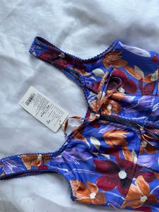 Floral Print Crop Top with Tie Detail
