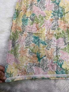 Pastel Floral &amp; Botanical Printed Kurti &amp; salwar