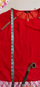 Madame Women  Red Solid Layered Top