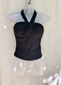 26279. Chic Black Halter Neck Twist Top