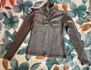 Sparkly Silver Long Sleeve Top