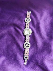 Elegant Diamond Fashion Watch pink n silver