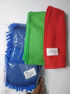 Microfiber Car Cleaning Combo Sponge Brush + Towel
