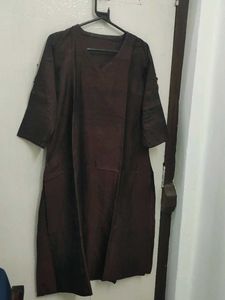 Elegant Dark Brown Kurta with off white em