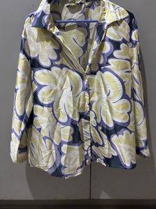 Flowy Floral Print Button-Up Shirt