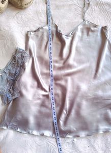 Satin Slip &amp; Lace Panty Set
