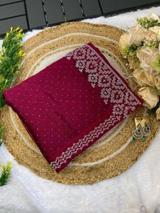 Stunning Embellished Maroon Saree