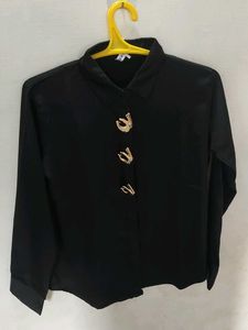Elegant Black Button-Down Top