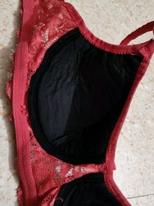 Red Lace Trim Bra