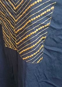Navy Blue Embroidered Kurta