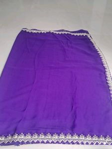 Elegant Purple Saree with Silver Border