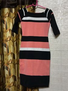 Striped Knit Midi Dress