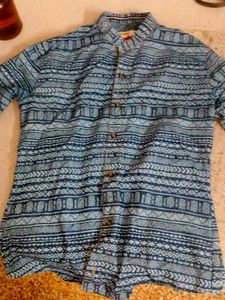 Men's Blue Geometric Print Shirt