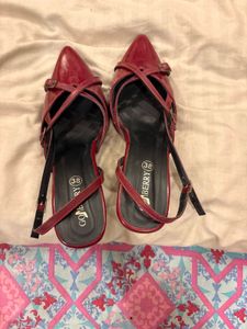 Red Patent Slingback Heels